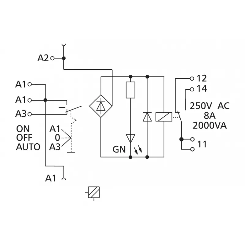 METZ CONNECT KRA-S-F8/21 relè di potenza 24V DC 8A SPDT grigio guida DIN 11070613