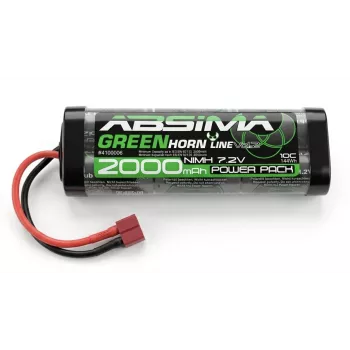 Absima Greenhorn pacco batteria ricaricabile NiMH 7,2V 2000mAh T-Plug softcase per modelli RC