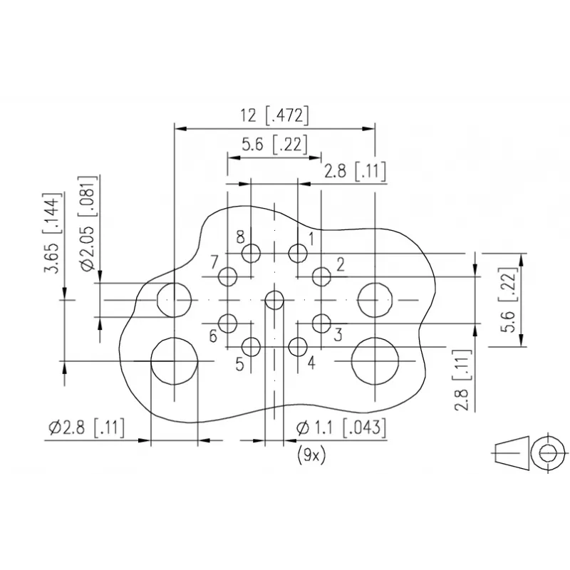 METZ MMT471A315-0004 connettore femmina PCB, 8 poli, passo 2,54 mm, THT, dritto