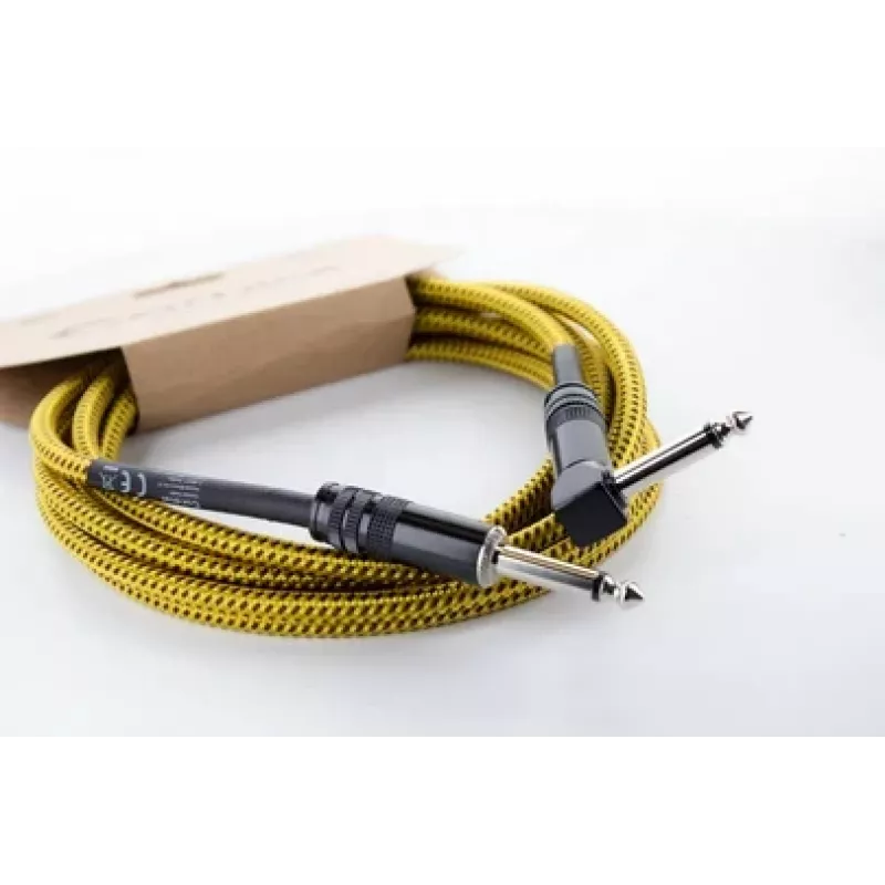 Cordial 14776 cavo per strumenti jack mono 6,3mm su jack mono 6,3mm, 3m, nero/giallo tessile