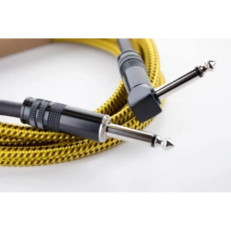 Cordial 14776 cavo per strumenti jack mono 6,3mm su jack mono 6,3mm, 3m, nero/giallo tessile