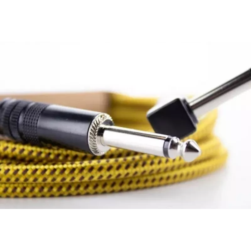 Cordial 14776 cavo per strumenti jack mono 6,3mm su jack mono 6,3mm, 3m, nero/giallo tessile