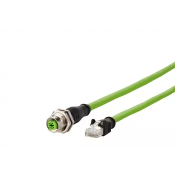 METZ CONNECT 142M4D25050 cavo patch Industrial Ethernet M12, CAT 5e S/UTP, 5 m, guaina PUR verde, resistente ad acidi/ozono/UV, adatto a catene portacavi