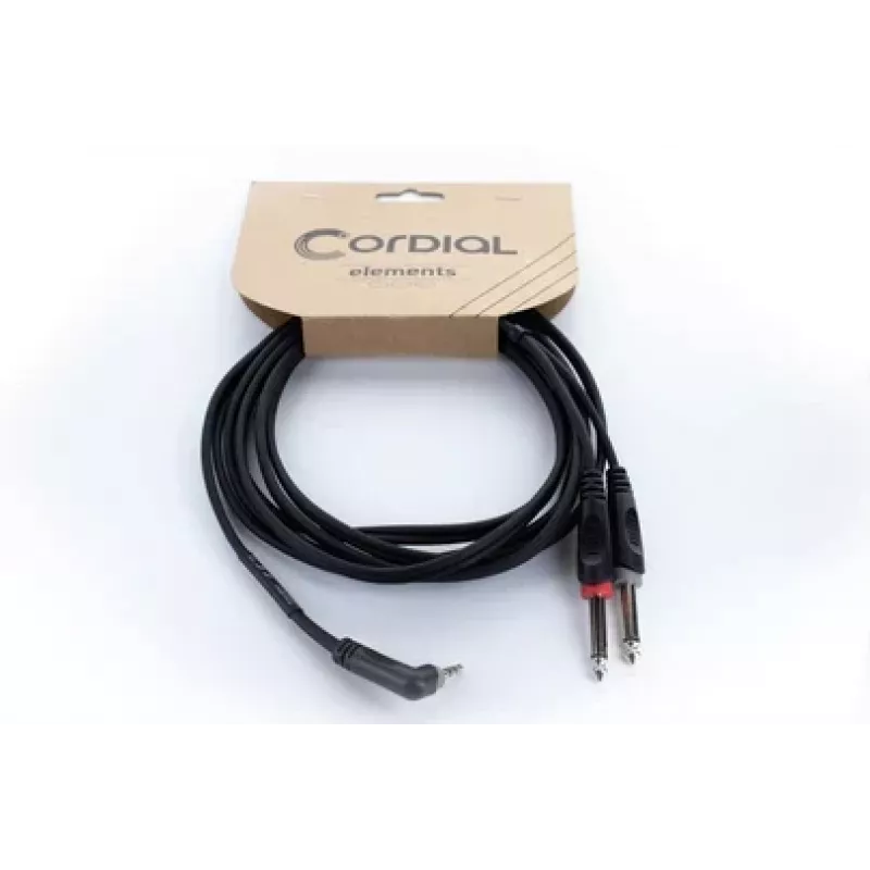 Cordial 14869 cavo adattatore audio a Y jack stereo 3,5mm su 2x jack mono 6,3mm 5m nero