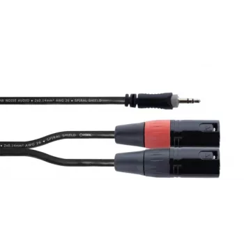 Cordial EY 1 WMM cavo adattatore a Y XLR, 3,5mm TRS su 2x XLR maschio, 1m, OFC, schermatura a spirale, nero 14870