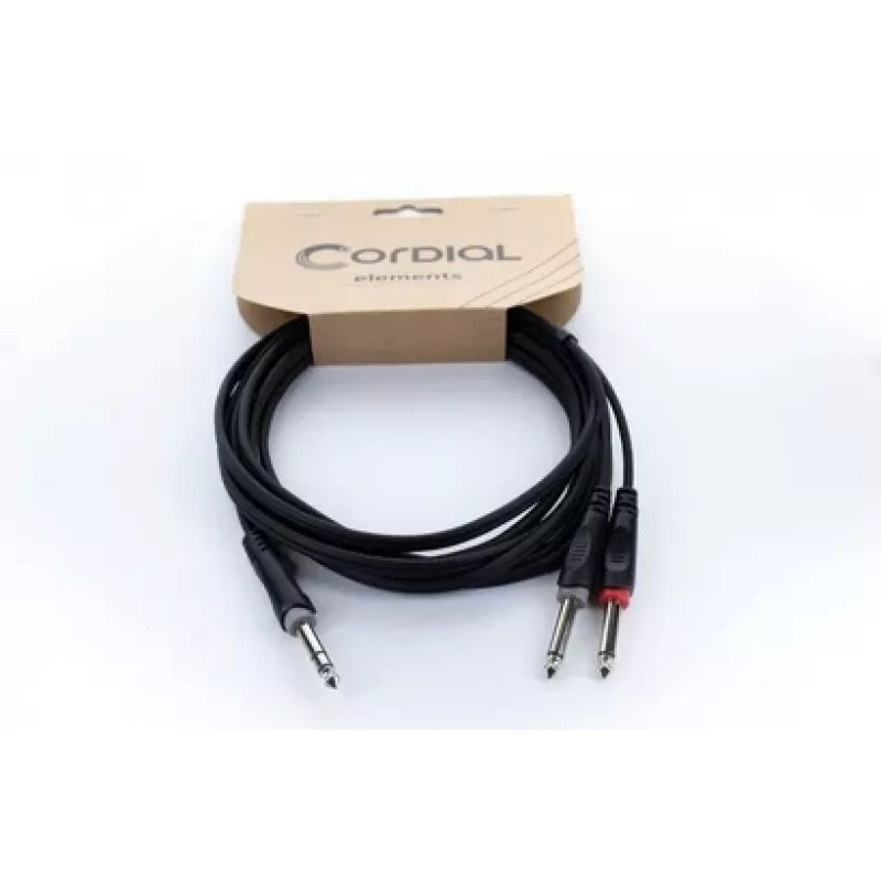 Cordial 14876 cavo adattatore audio a Y jack stereo 6,3 mm su 2x jack mono 6,3 mm 1 m nero