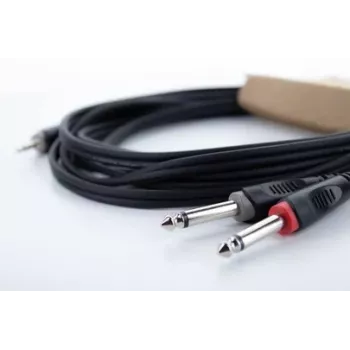 Cavo adattatore audio a Y Cordial 14863, jack 3,5 mm TRS su 2x connettore maschio XLR, 0,3m, PVC, nero