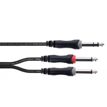 Cavo adattatore audio a Y Cordial 14877 jack 6,3 mm stereo connettore maschio su 2x jack 6,3 mm mono connettore maschio 1,5 m nero PVC cavo twin