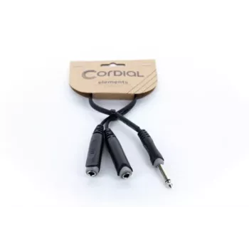 Cordial EY 0.3 PGG cavo adattatore a Y 1x jack mono 6,3 mm maschio a 2x jack mono 6,3 mm femmina 0,3m nero 14884