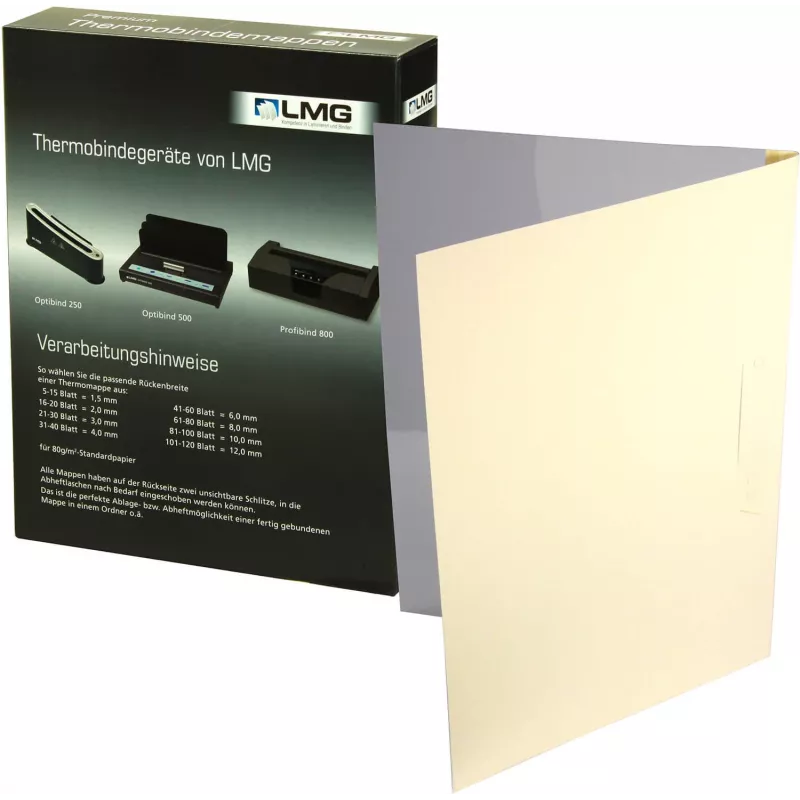 LMG Cartelle per rilegatura termica A4 beige lino dorso 3 mm confezione da 50 BMDLEM-BEIG-R3