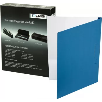LMG Cartelle per rilegatura termica A4 struttura lino blu dorso 6,0 mm 50 fogli (confezione da 50) BMDLEM-BL-R6