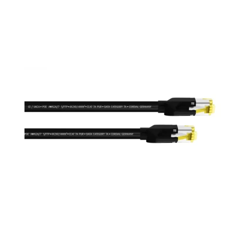 Cordial 15582 Cavo di rete RJ45, cavo patch CAT 7a S/FTP, 15,00 m, nero, guaina PUR