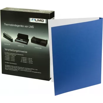 LMG Cartelle per rilegatura termica A4 blu effetto pelle dorso 2,0 mm, confezione da 50 LMG-BMDLM-BL-R2
