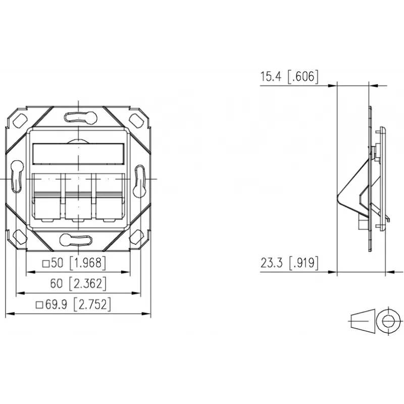 METZ BTR 130B20D31102KE scatola incasso vuota Keystone 3 porte standard tedesco, bianco puro