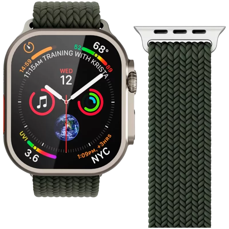 VONMÄHLEN Woven Loop per Apple Watch 44/45/46/49mm, oliva