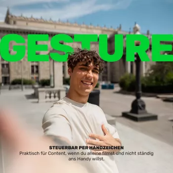 GREEN MNKY GM TrackMotion Gimbal Z.SH.1 - stabilizzatore per smartphone con inseguimento volto e oggetti tramite IA, rotazione 360°, controllo gesti, USB-C, nero