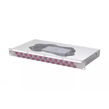 METZ CONNECT pannello patch in fibra ottica a giunzione 24 porte LC-duplex OM4, montaggio rack 19