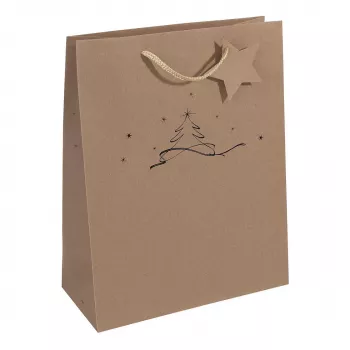 SIGEL sacchetto regalo albero di Natale, grande, carta kraft marrone, 157 g/m², 1 pz. (GT037)