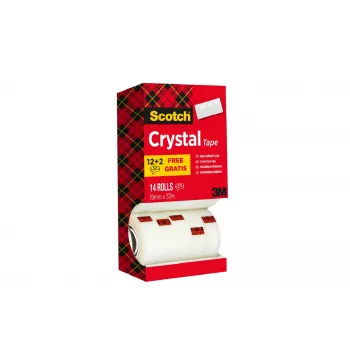 3M Scotch nastro adesivo Crystal Clear, 19 mm x 33 m, 14 rotoli (12 + 2 gratis) 6-1933R14