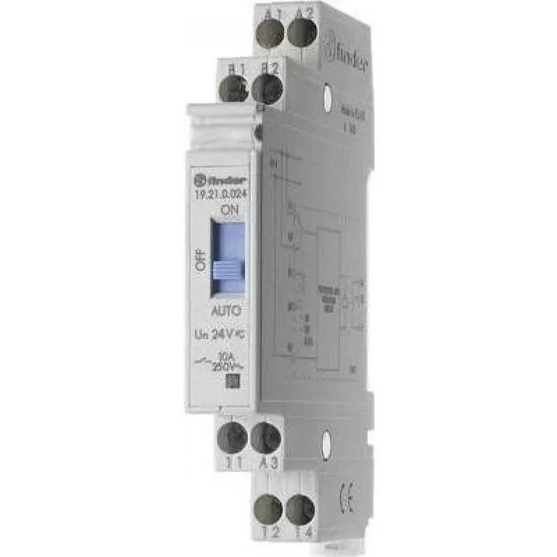 Finder 19.21.0.024 Interruttore crepuscolare con timer e contatto di ritorno, 1 CO 10 A, 24 V AC/DC