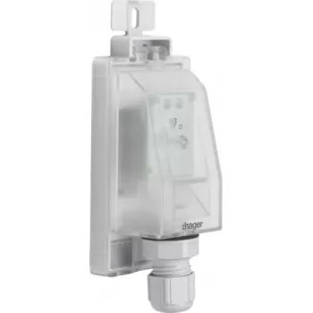 Hager EEN003 Sensore di luce esterna per interruttore crepuscolare, montaggio a parete, IP55, cavo 1,5 m, grigio