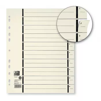 ELBA Indice con perforazione, DIN A4 extralarge, cartoncino kraft 230 g/m², stampa a righe nere 1-10 (06457)