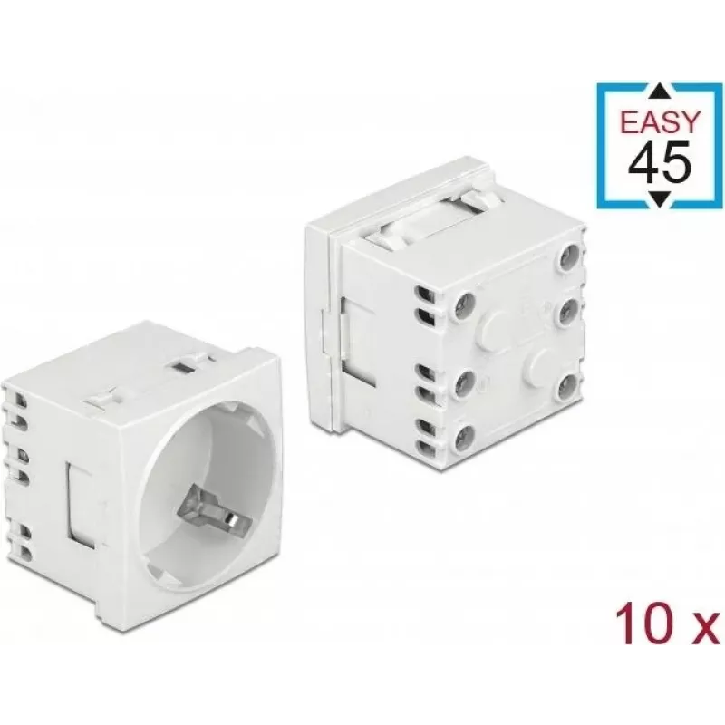 Delock Easy 45 presa tipo F con shutter, bianco RAL 9003, 16 A, 250 V, confezione da 10 81324