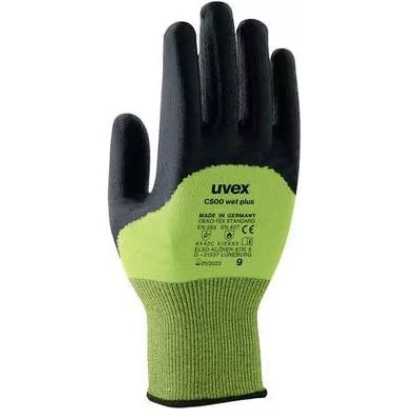 Uvex Handschutz Strick-HS C500 wet plus guanti antitaglio, taglia 7, antracite/limette 6049607