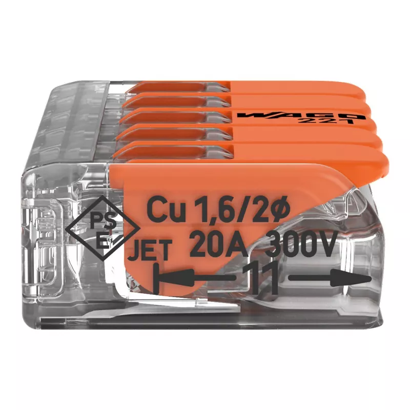 WAGO 221-415 COMPACT morsetto di collegamento 5 conduttori 4 mm², confezione da 25