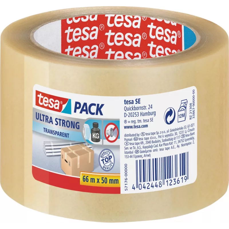 TESA nastro da imballaggio in PVC trasparente ultra resistente 66 m (57176)