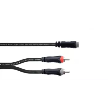 Cordial 14889 cavo adattatore audio Y jack stereo 3,5mm femmina a 2x RCA femmina 0,3m nero cavo gemello in PVC