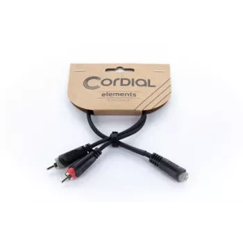 Cordial 14889 cavo adattatore audio Y jack stereo 3,5mm femmina a 2x RCA femmina 0,3m nero cavo gemello in PVC