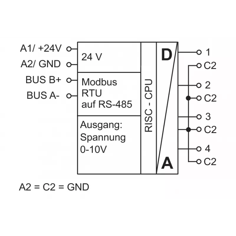 METZ MR-F-AO4 modulo di uscita analogica Modbus RTU, 4 canali, RS485, 16 bit, guida DIN 110835130270