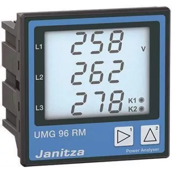 Janitza UMG 96RM-E strumento di misura universale / analizzatore di qualità della rete, 90-277V AC/DC, montaggio a pannello 96x96mm, RS485 Modbus RTU 5222062