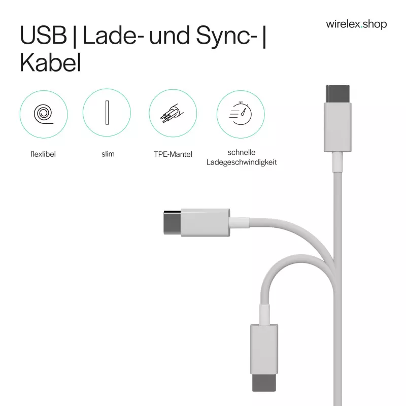Flexline cavo USB di ricarica e sincronizzazione, USB-A su USB-C, 2.0, ABS, bianco, 0,5m (FL31-13040)