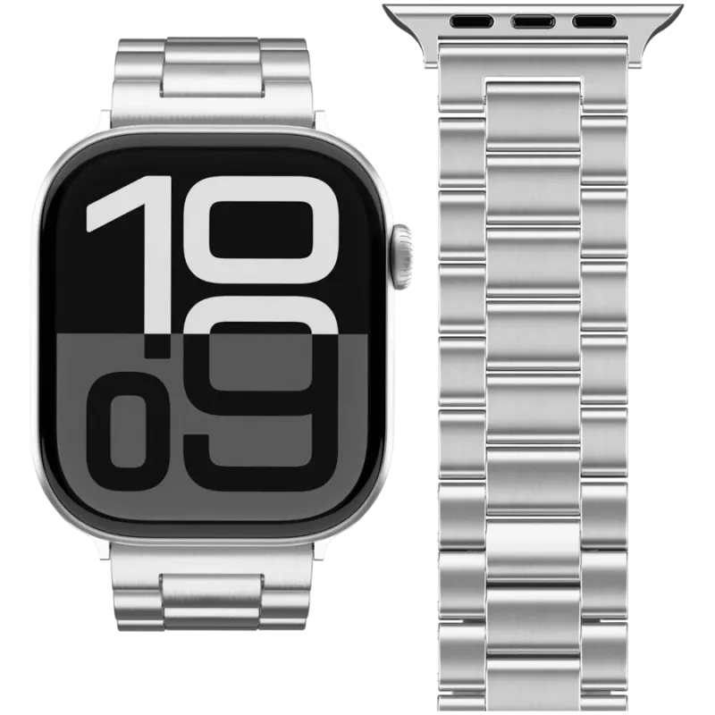 VONMÄHLEN Link cinturino 2 per Apple Watch 44/45/46/49mm, acciaio inox, argento