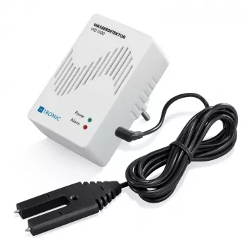 H-Tronic 1114720 rilevatore di acqua con sensore esterno, connettore, 230V AC, allarme acustico 85 dB, uscita relè, cavo sensore 2m