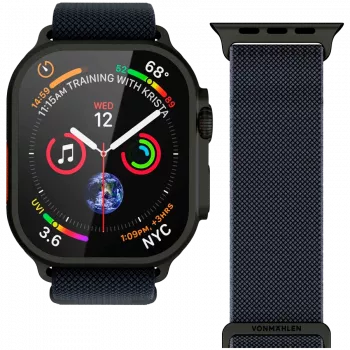 VONMÄHLEN Classic Nylon Loop per Apple Watch 40/41/42 mm, One Size, Navy Black