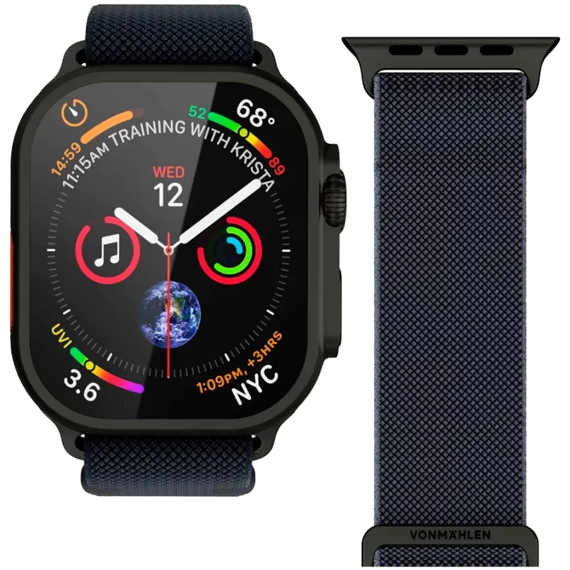 VONMÄHLEN Classic Nylon Loop per Apple Watch 40/41/42 mm, One Size, Navy Black