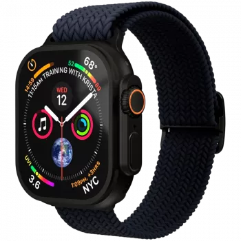 VONMÄHLEN Woven Loop per Apple Watch 44/45/46/49mm, Navy Black