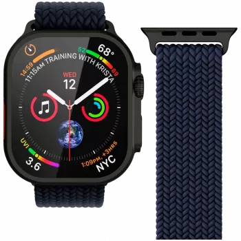 VONMÄHLEN Woven Loop per Apple Watch 44/45/46/49mm, Navy Black