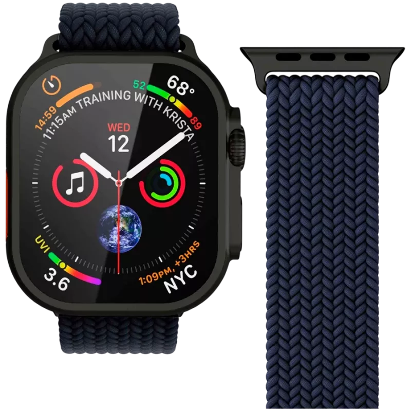 VONMÄHLEN Woven Loop per Apple Watch 44/45/46/49mm, Navy Black