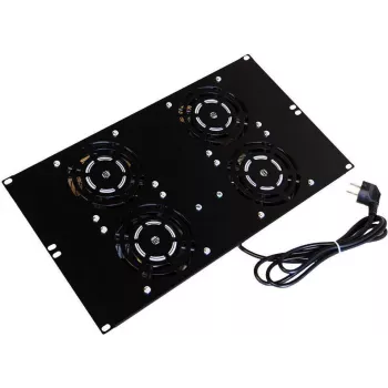 IT-BUDGET unità di ventilazione per tetto per armadi a rack SRK - 4 ventole attive - 640 m³/h - termostato - interruttore - nero (90ITB19SRKXFAN4S)