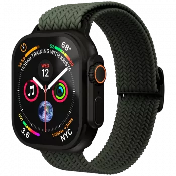 VONMÄHLEN Woven Loop per Apple Watch 44/45/46/49mm, Olive Black