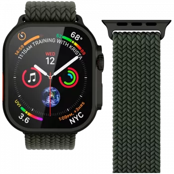 VONMÄHLEN Woven Loop per Apple Watch 44/45/46/49mm, Olive Black