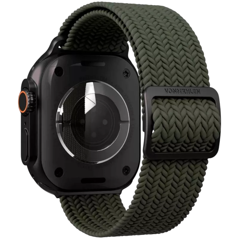 VONMÄHLEN Woven Loop per Apple Watch 44/45/46/49mm, Olive Black