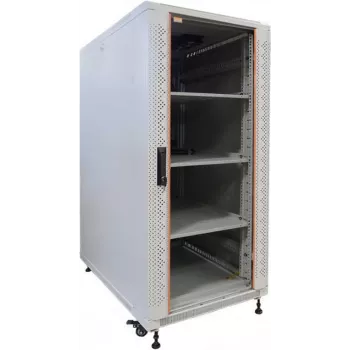 IT-BUDGET armadio rack SRK set completo - 22U - 600x600 mm - porta in vetro/acciaio - 4 ventole attive - PDU - ripiani - preassemblato - grigio chiaro (99ITB19SRK2266GGM)