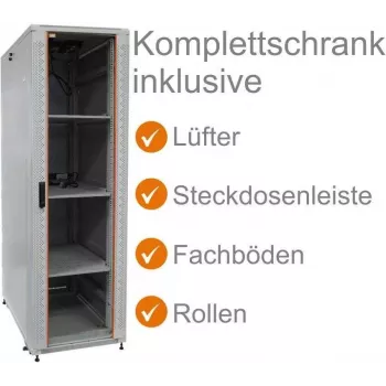 IT-BUDGET armadio rack SRK set completo 38U 600x800 mm porta in vetro/acciaio grigio chiaro 99ITB19SRK3868GGM