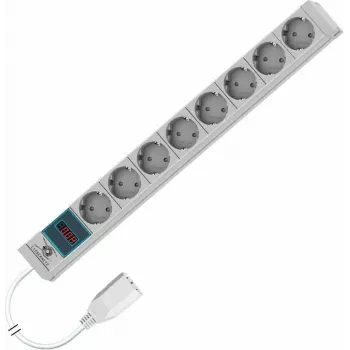 Liebernetz PDU rack 19 pollici 1U con misurazione, 8 prese Schuko CEE 7/3, ingresso C14, cavo 3m, grigio chiaro (90LNSDL20SC083)