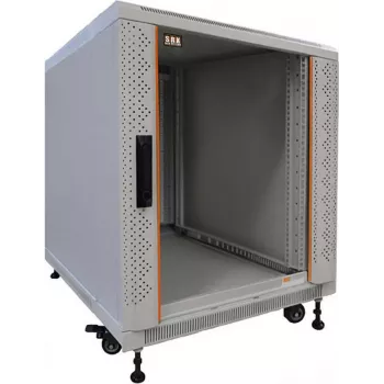 IT-BUDGET armadio di rete 19 pollici SRK 12U 600x800 mm grigio chiaro flatpack con porte in vetro/acciaio